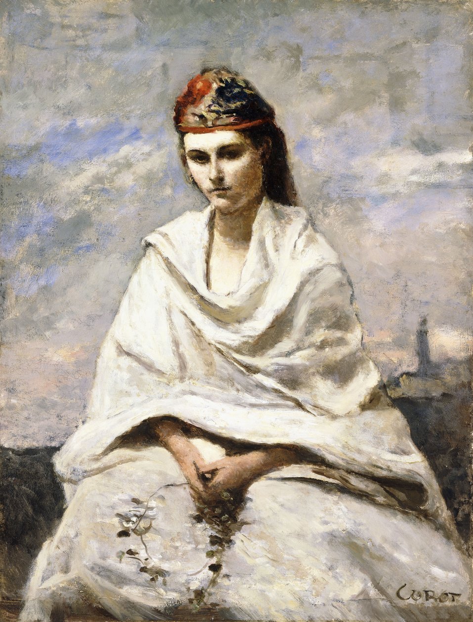 Un giovane greco con uno scialle bianco da Jean Baptiste Camille Corot