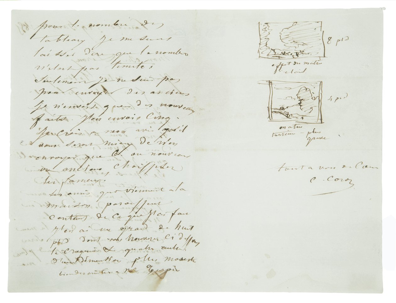 Lettera autografa al pittore paesaggista e politico Charles Le Roux, Parigi, 29 gennaio 1855 da Jean Baptiste Camille Corot