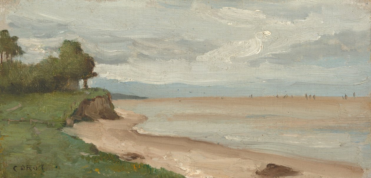 Spiaggia vicino a Etretat, 1872 circa (olio su tela) da Jean Baptiste Camille Corot