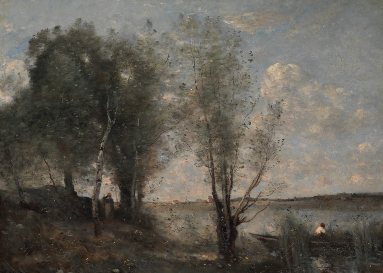 Barcaiolo tra le canne, ca. 1865 da Jean Baptiste Camille Corot