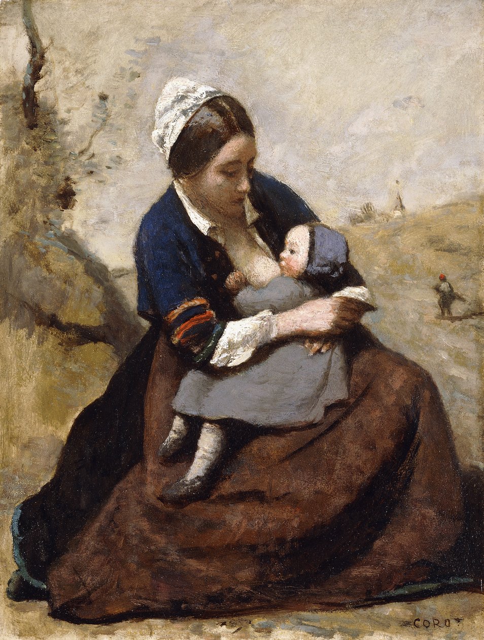 Bretona che Allatta il suo Bambino da Jean Baptiste Camille Corot
