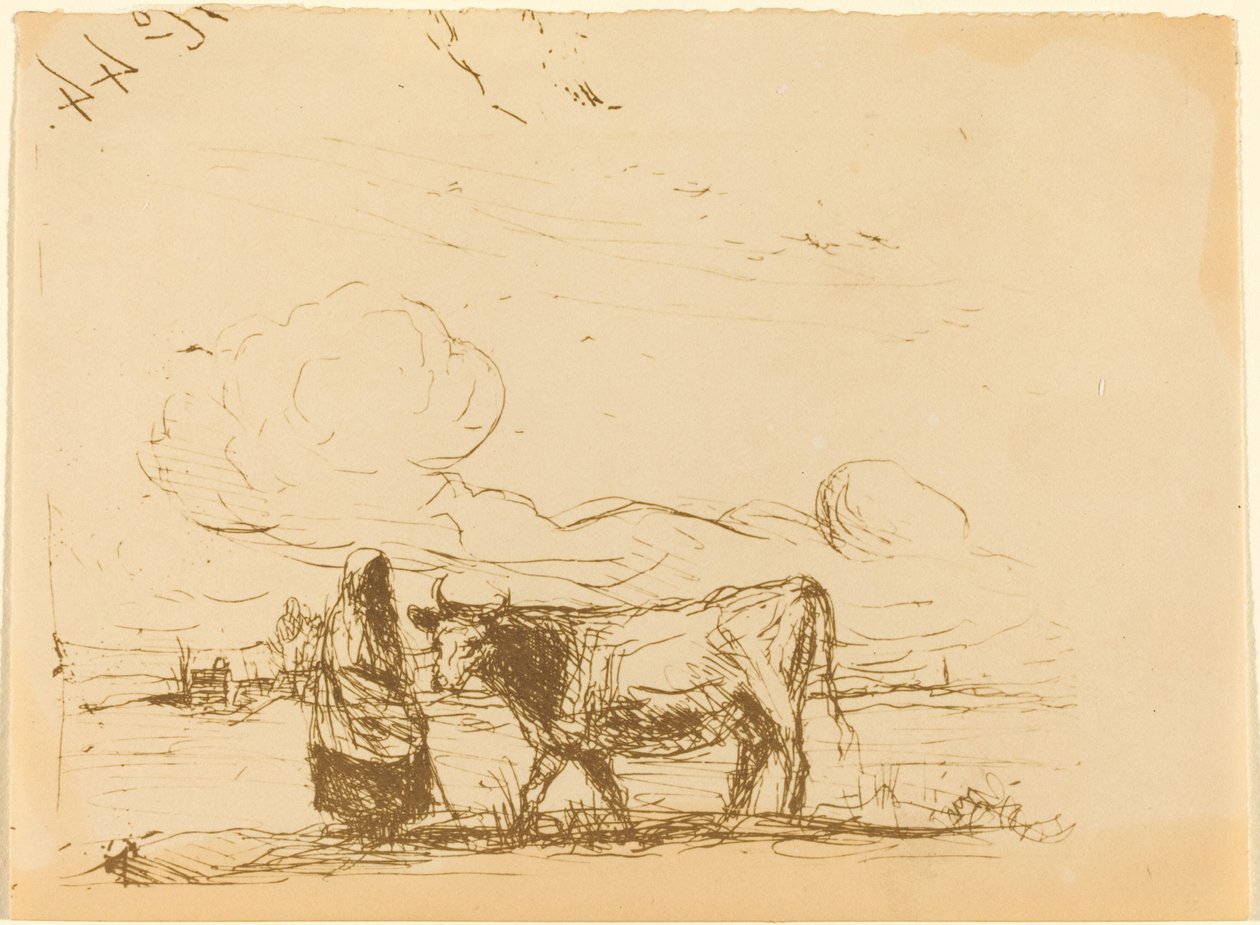 Mucca e il suo guardiano (La Vache et sa gardienne) da Jean Baptiste Camille Corot