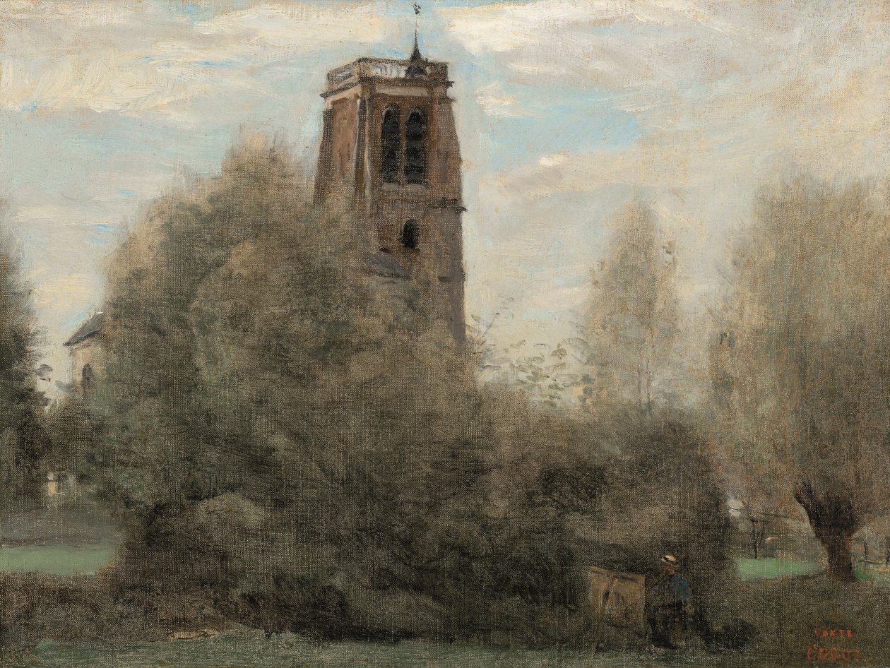 Crécy-en-Brie, campanile del villaggio (Clocher de Saint Georges) da Jean Baptiste Camille Corot