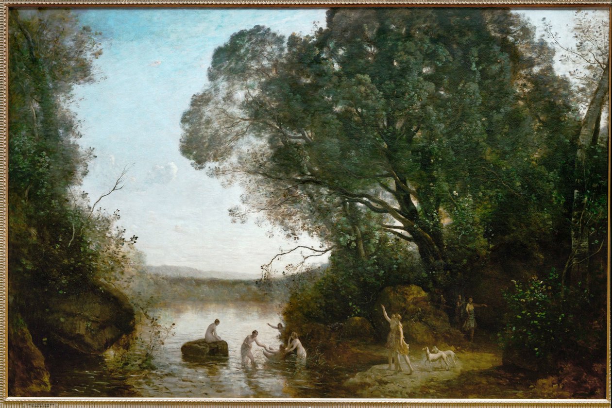Diana al bagno (olio su tela) da Jean Baptiste Camille Corot