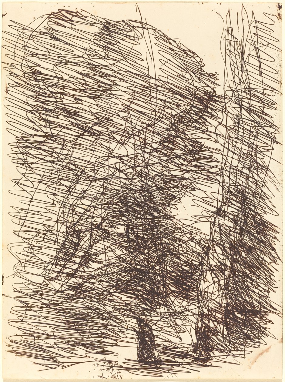 Sognatore sotto gli alberi alti da Jean Baptiste Camille Corot