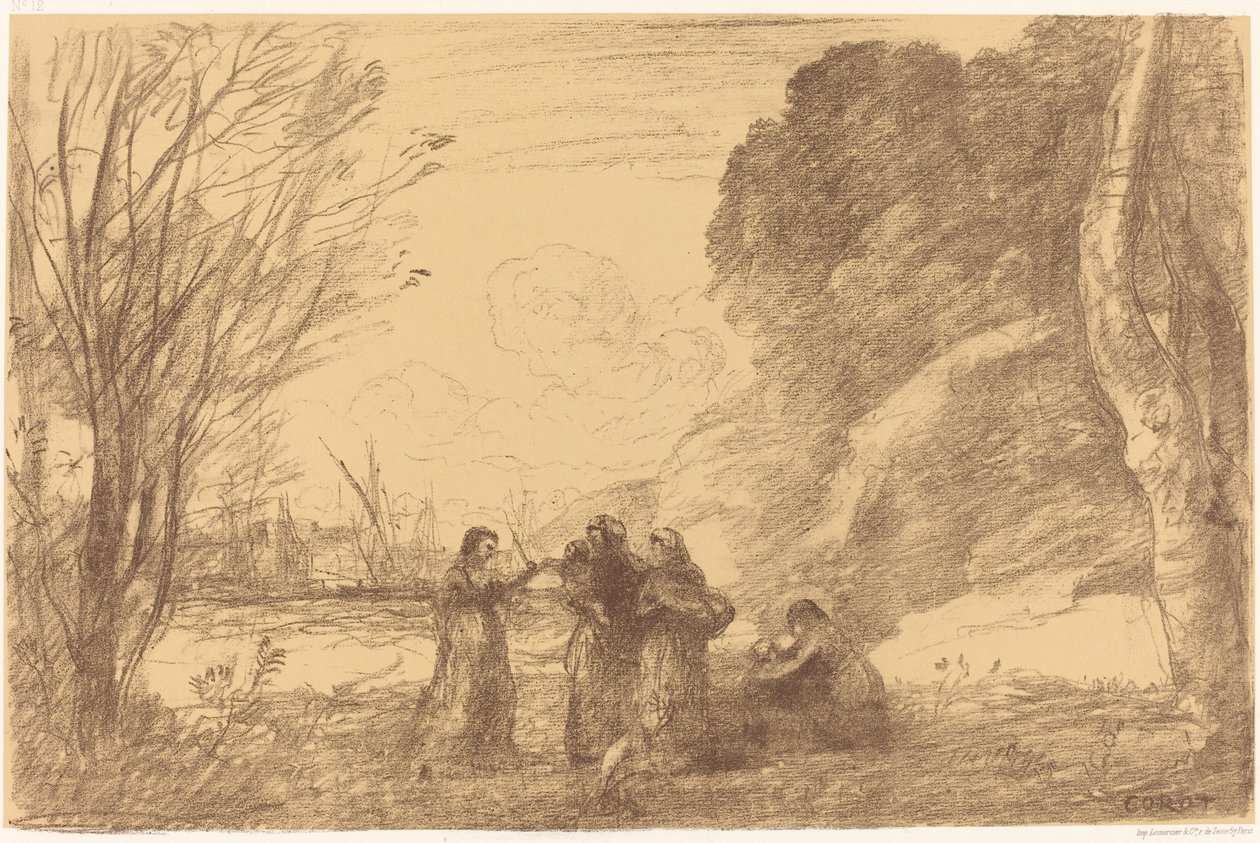 Famiglia a Terracina da Jean Baptiste Camille Corot