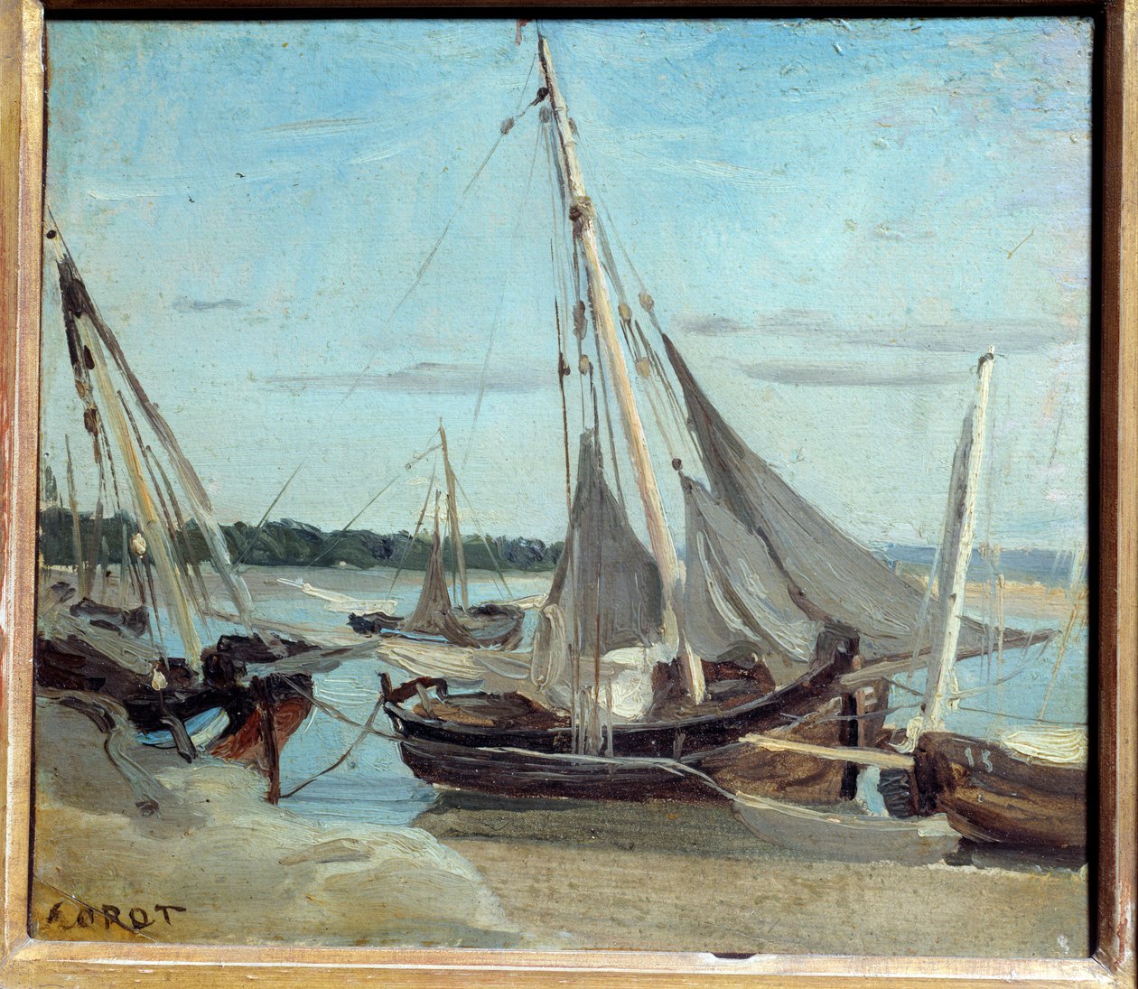 Barche da pesca nel canale di Trouville da Jean Baptiste Camille Corot