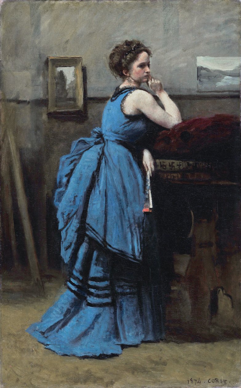 Francese:  La dame en bleu La signora in blu da Jean Baptiste Camille Corot