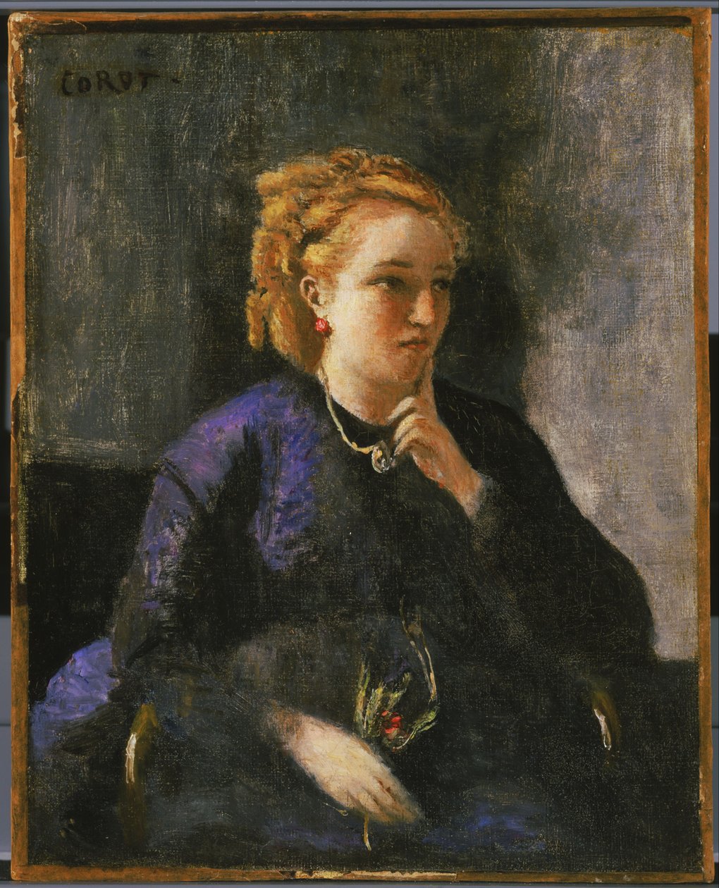 Francese:  Portrait de femme Ritratto di donna". da Jean Baptiste Camille Corot