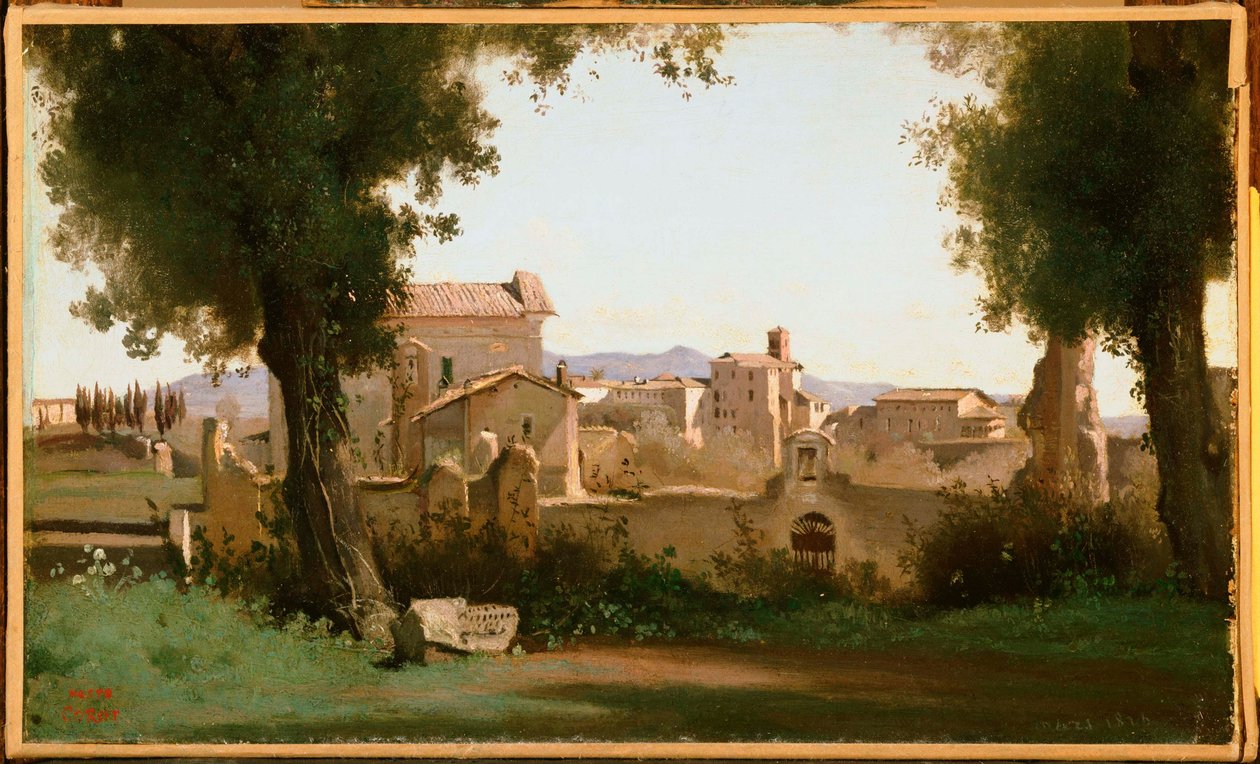Francese:  Vue depuis les Jardins Farnèse Vista dai Giardini Farnesiani, Roma da Jean Baptiste Camille Corot
