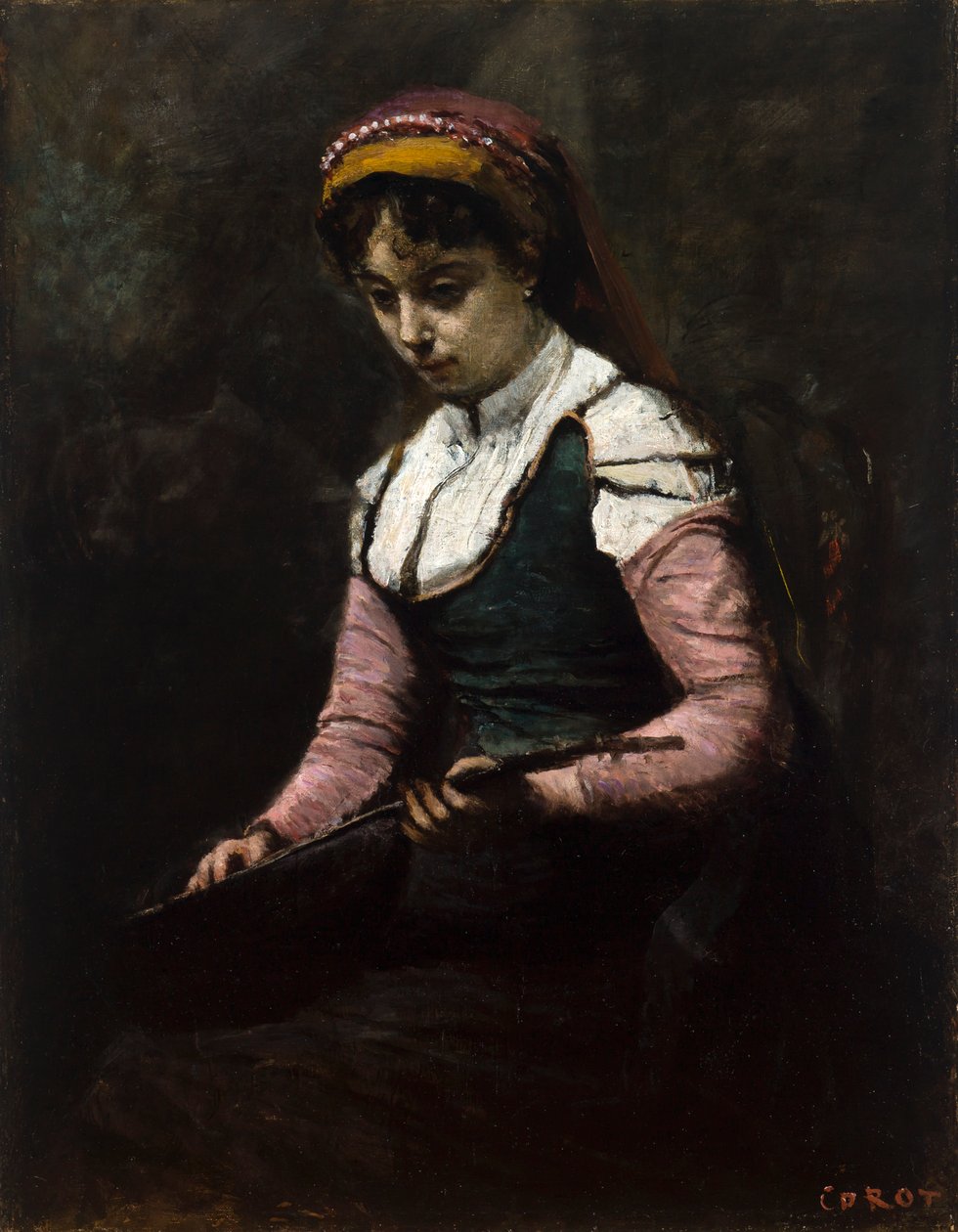 Ragazza con mandolino da Jean Baptiste Camille Corot