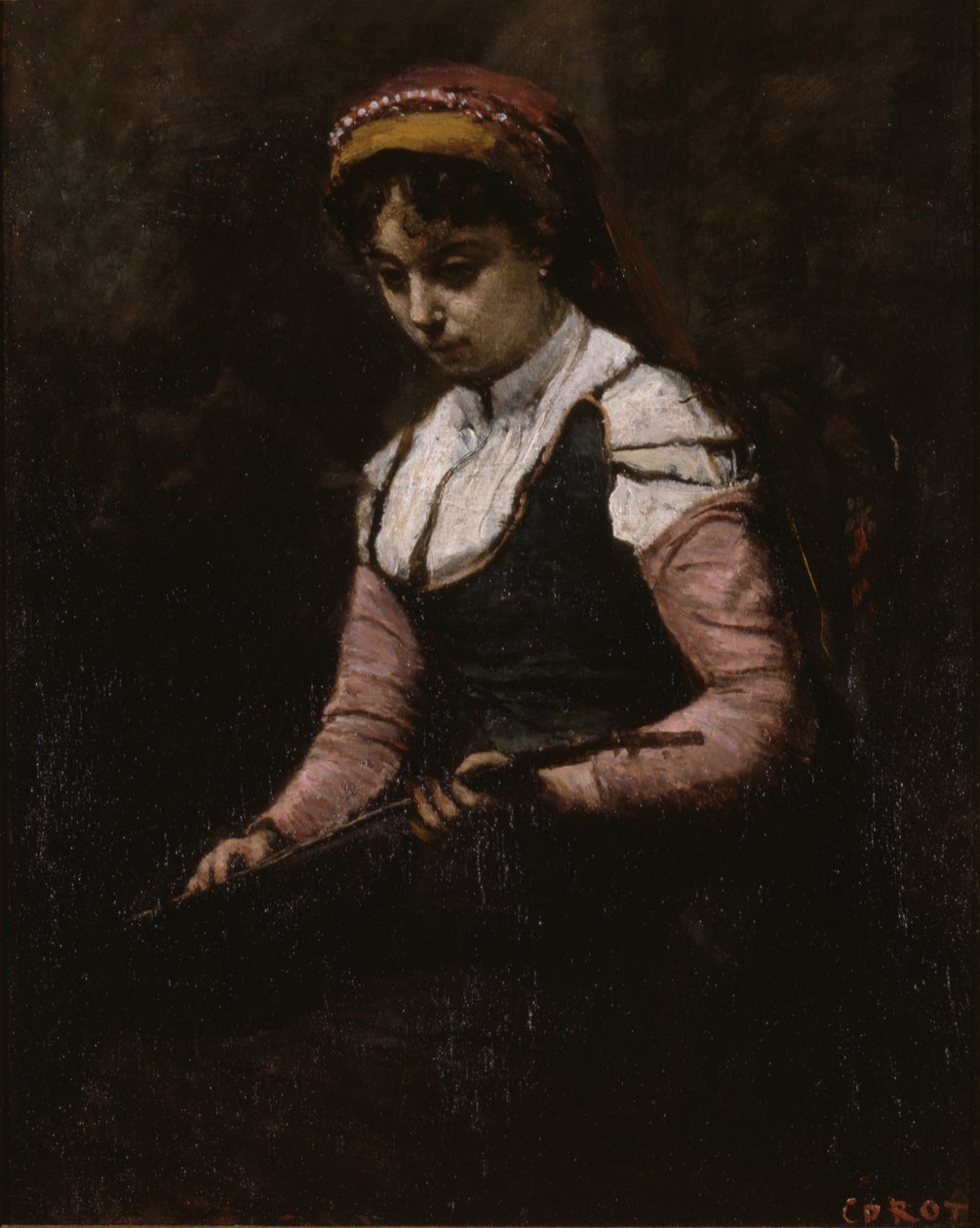 Ragazza con mandolino da Jean Baptiste Camille Corot