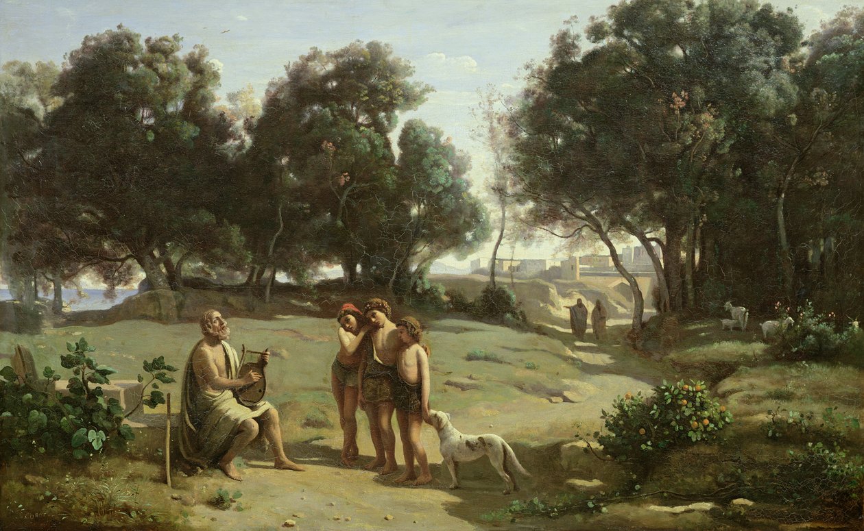 Omero e i pastori in un paesaggio da Jean Baptiste Camille Corot