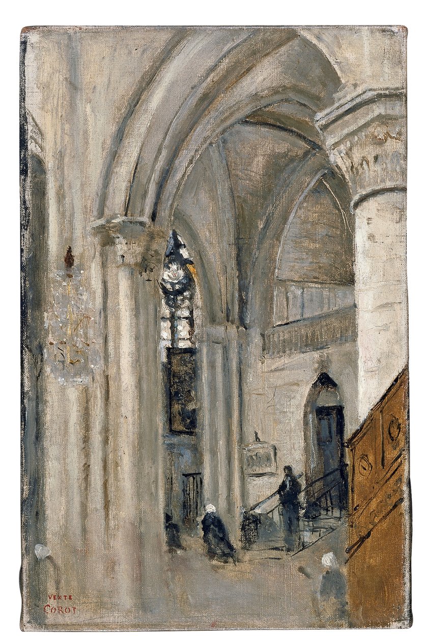 Interno della chiesa di Mantes da Jean Baptiste Camille Corot