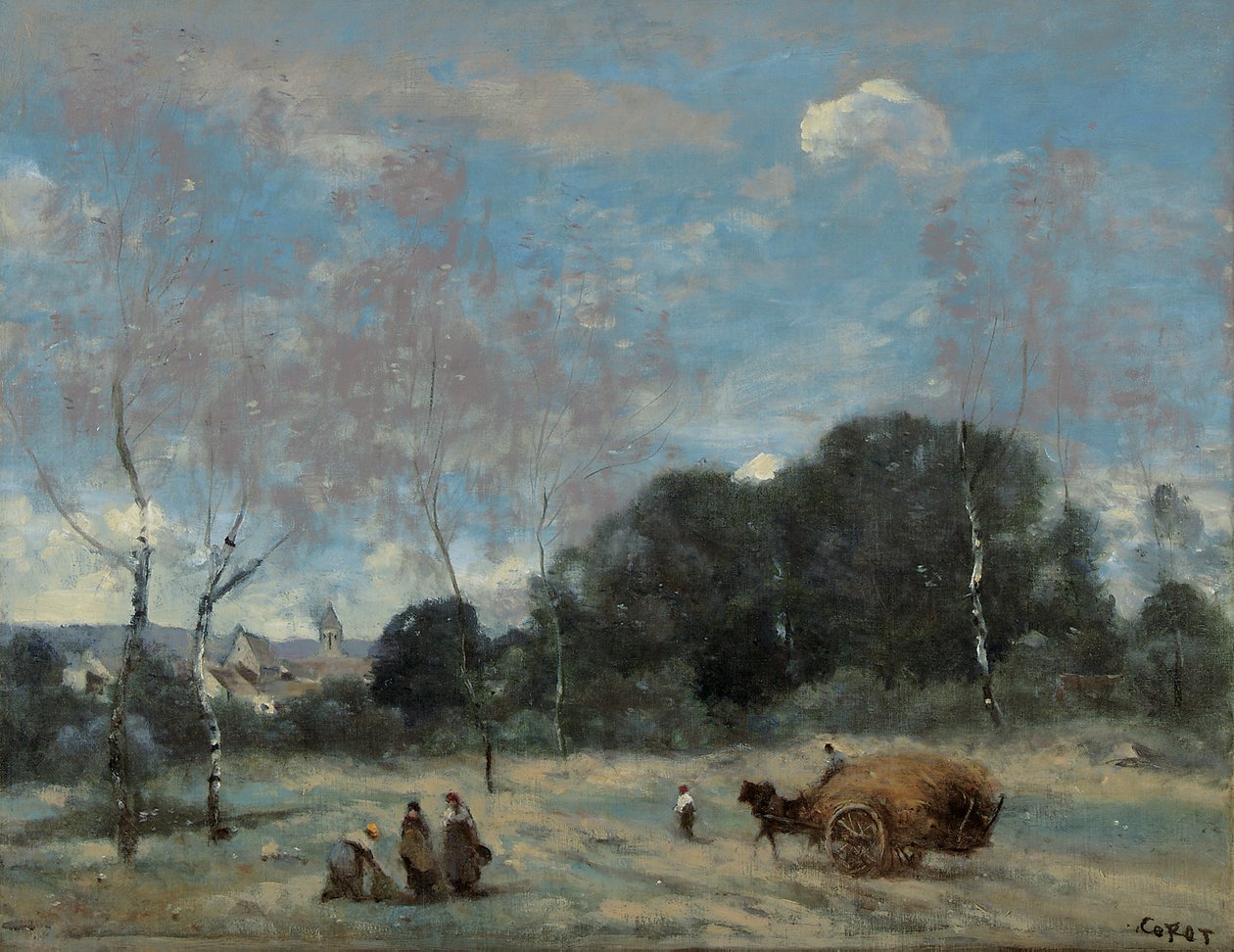 La Rentree des Foins a Marcoussis, 1870-74 da Jean Baptiste Camille Corot