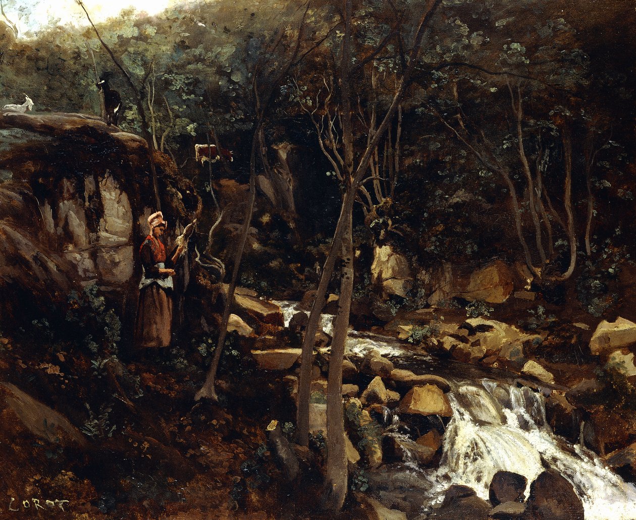 Lormes - Un Torrente con un Contadino in Piedi, che Filava Lana da Jean Baptiste Camille Corot