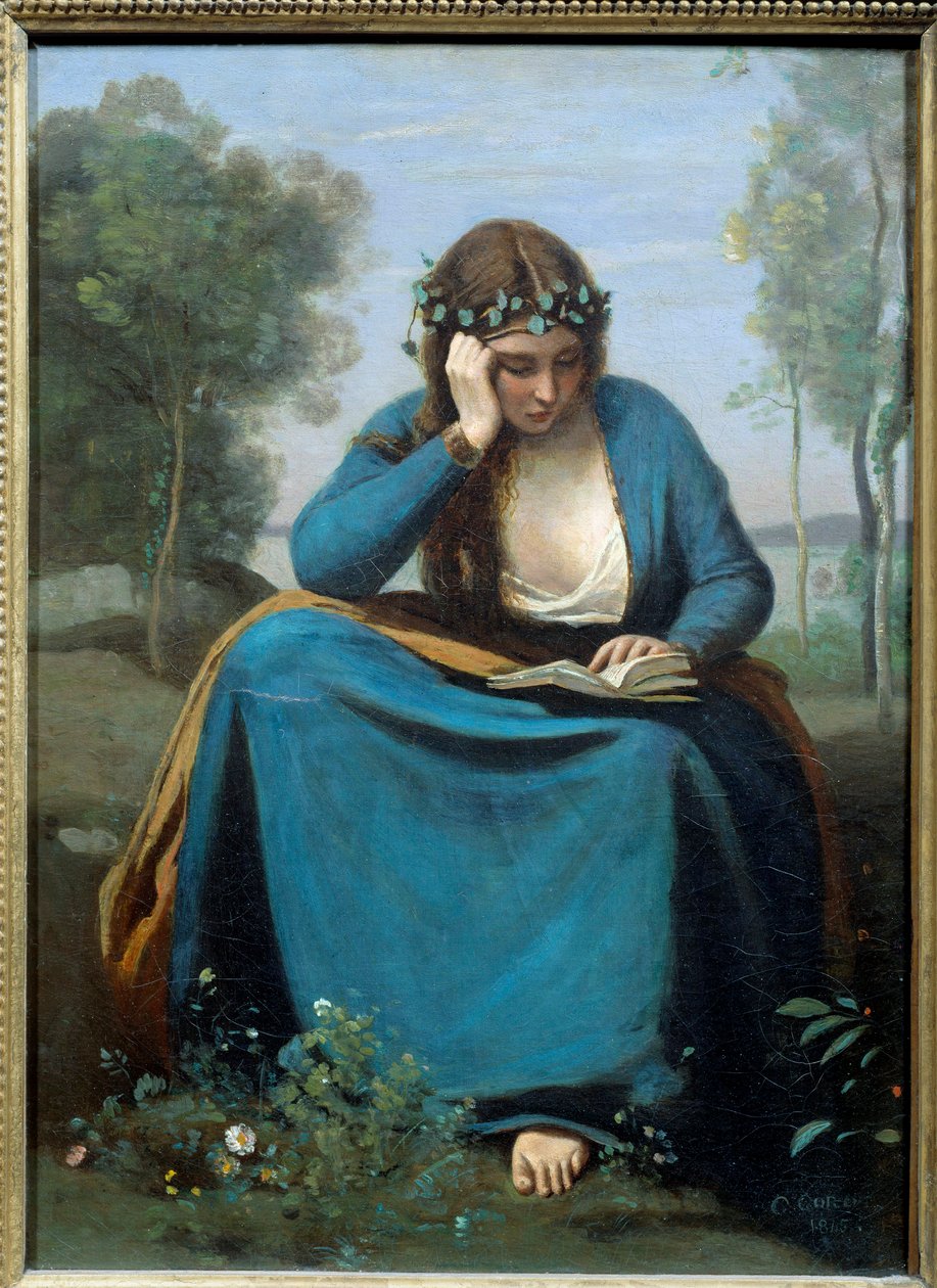 Lettrice incoronata di fiori o la Musa di Virgilio da Jean Baptiste Camille Corot