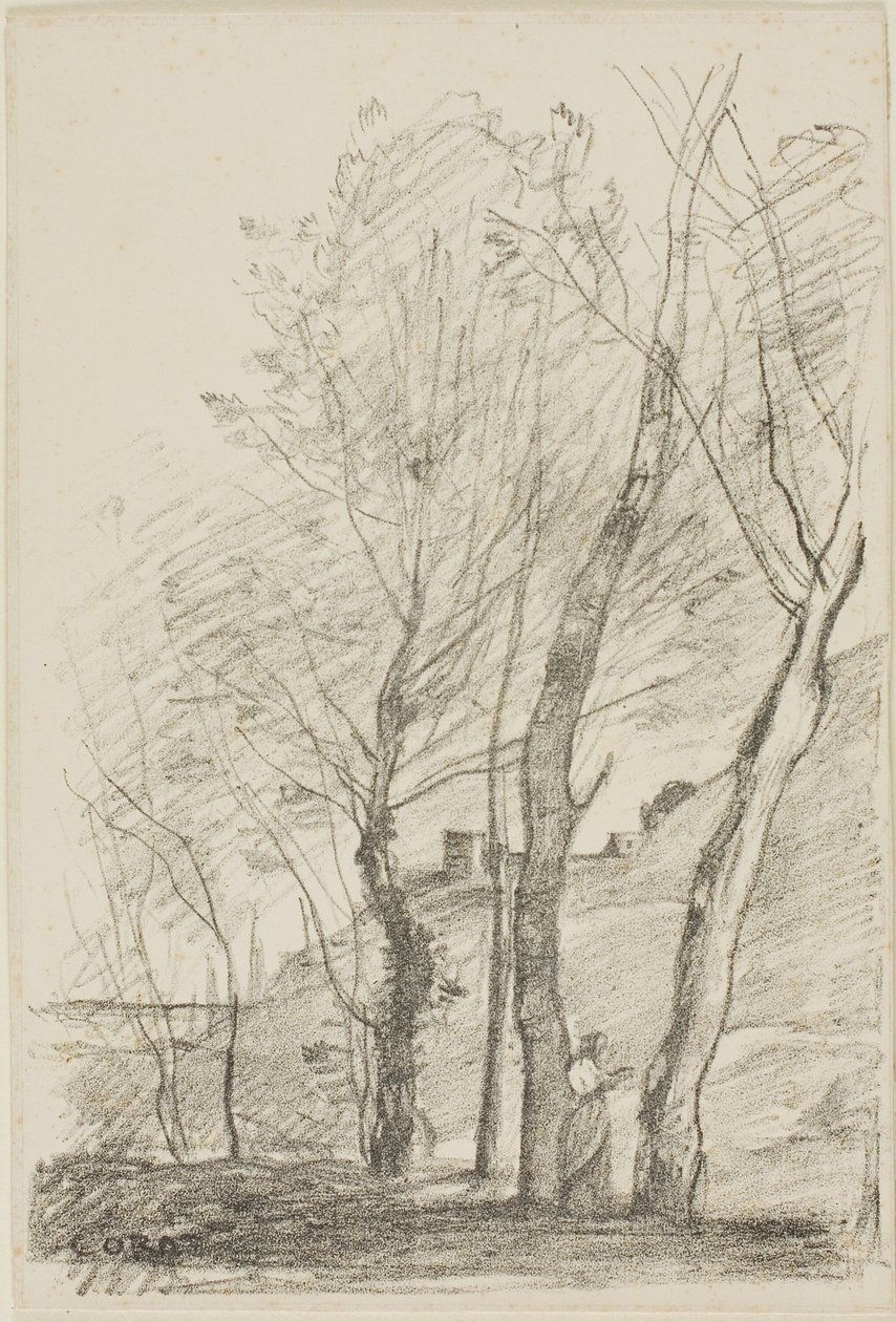 Lettura sotto gli alberi da Jean Baptiste Camille Corot