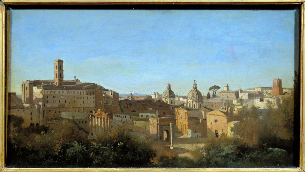 Roma, il foro visto dai Giardini Farnese da Jean Baptiste Camille Corot