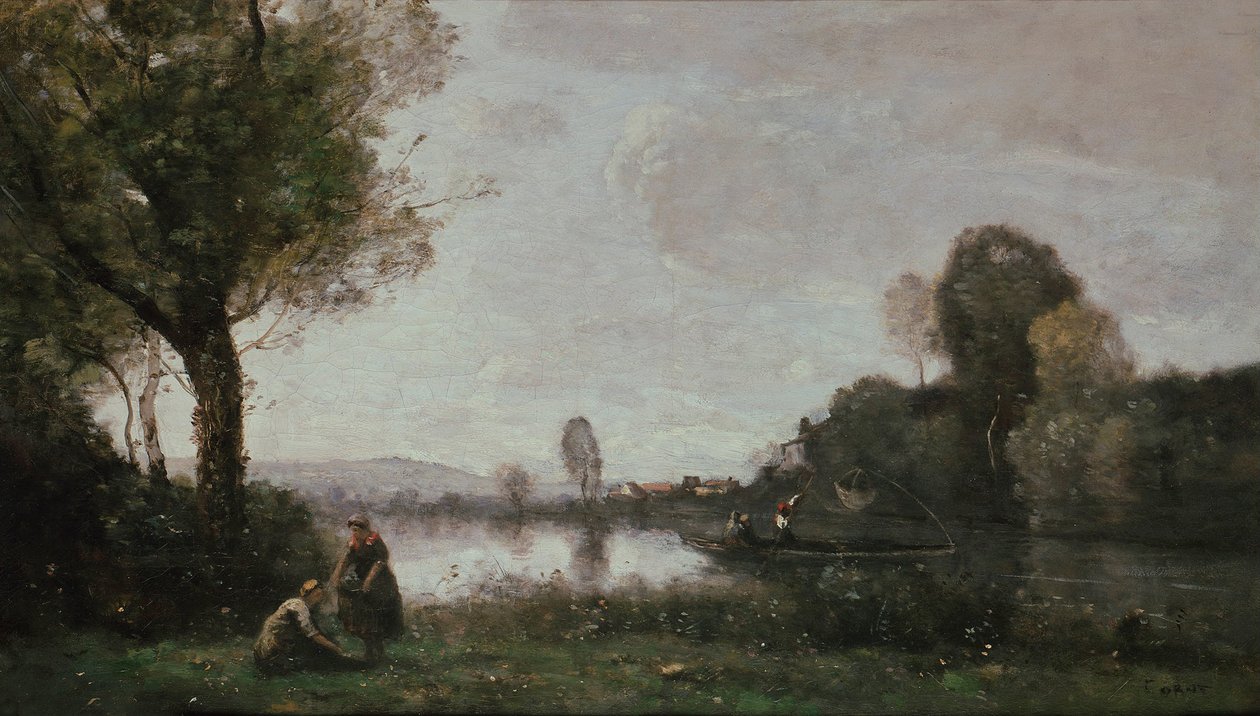 Paesaggio della Senna vicino a Chatou, 1885 da Jean Baptiste Camille Corot