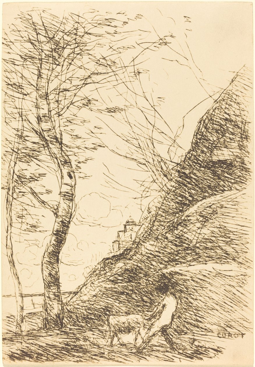 Pastore che lotta con una capra da Jean Baptiste Camille Corot