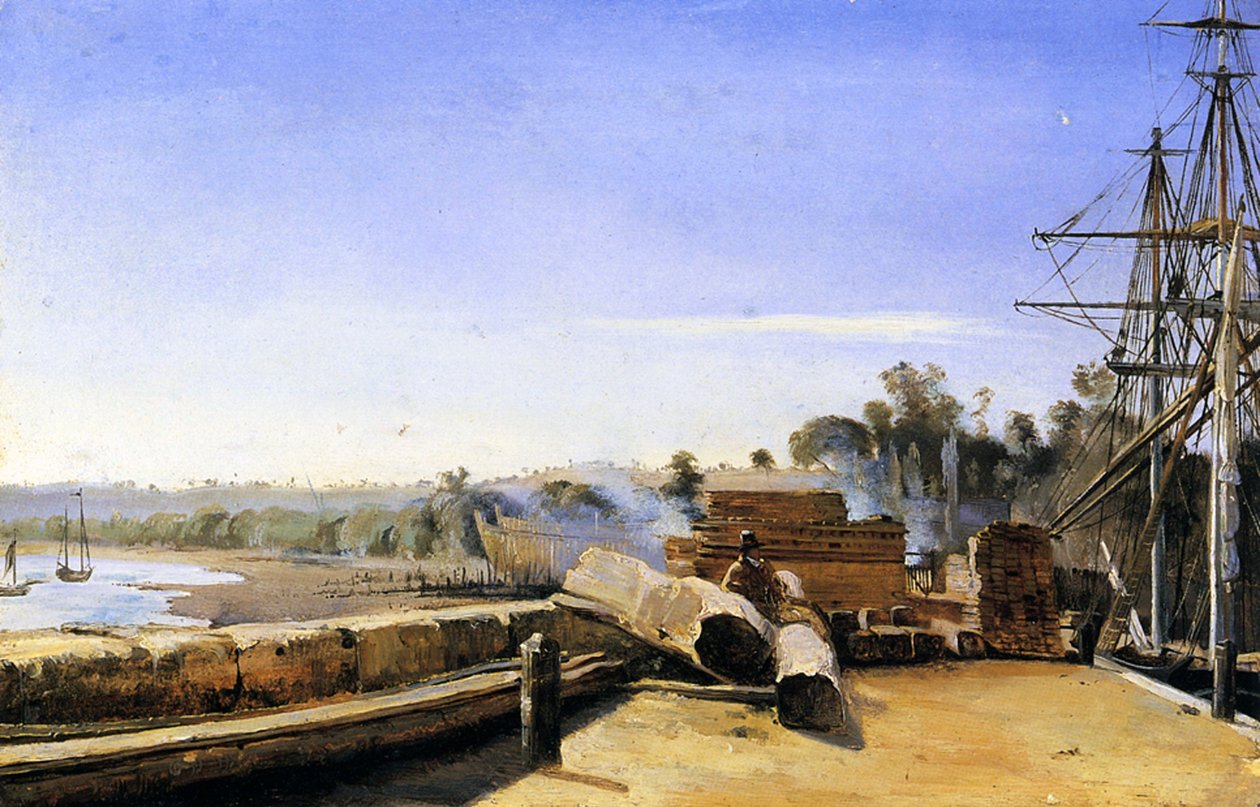 Cantiere navale a Honfleur, c.1823 da Jean Baptiste Camille Corot