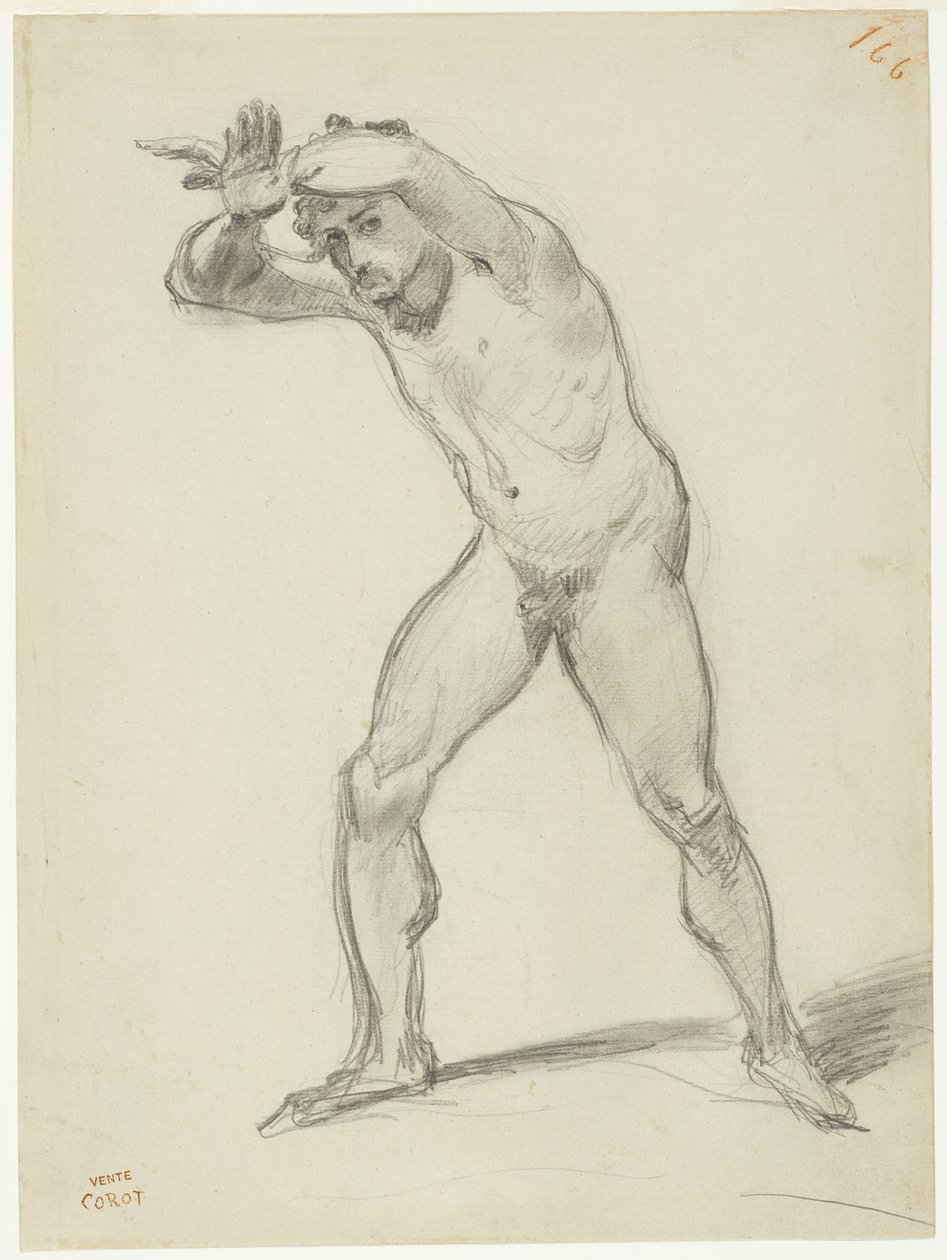 Nudo maschile in piedi da Jean Baptiste Camille Corot