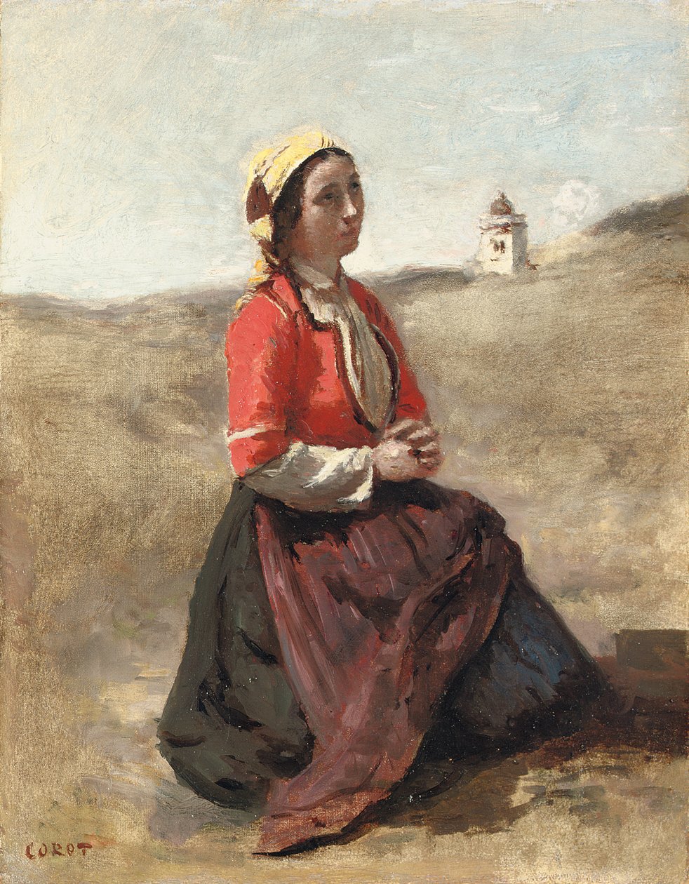 Il bretone in preghiera da Jean Baptiste Camille Corot