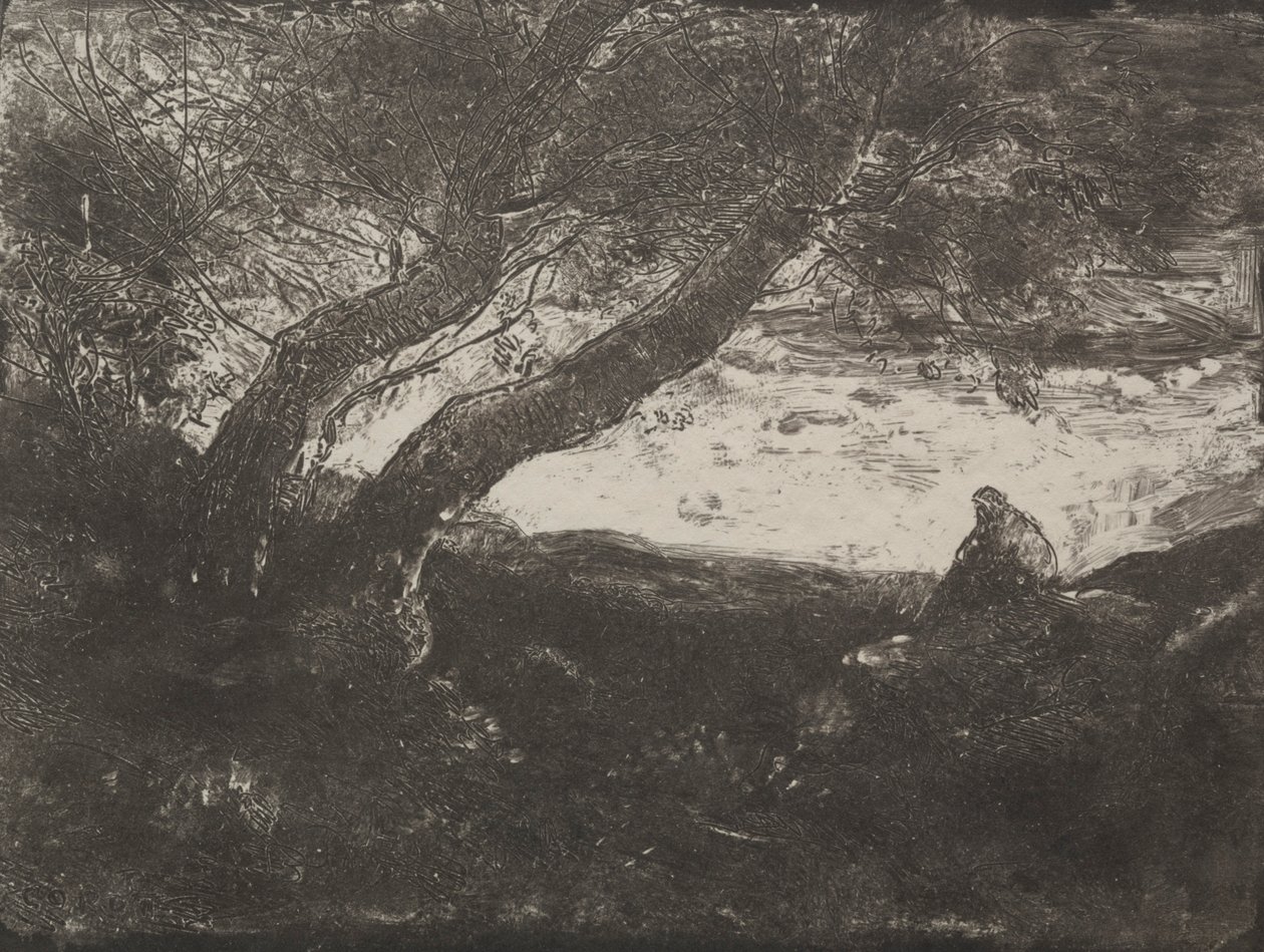 Il sognatore, impressione originale 1854, stampato nel 1921 da Jean Baptiste Camille Corot