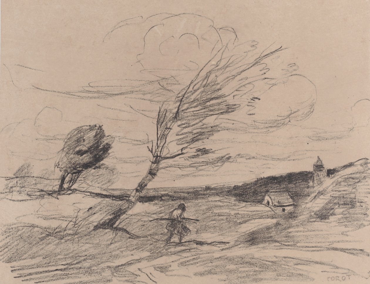 La raffica di vento da Jean Baptiste Camille Corot