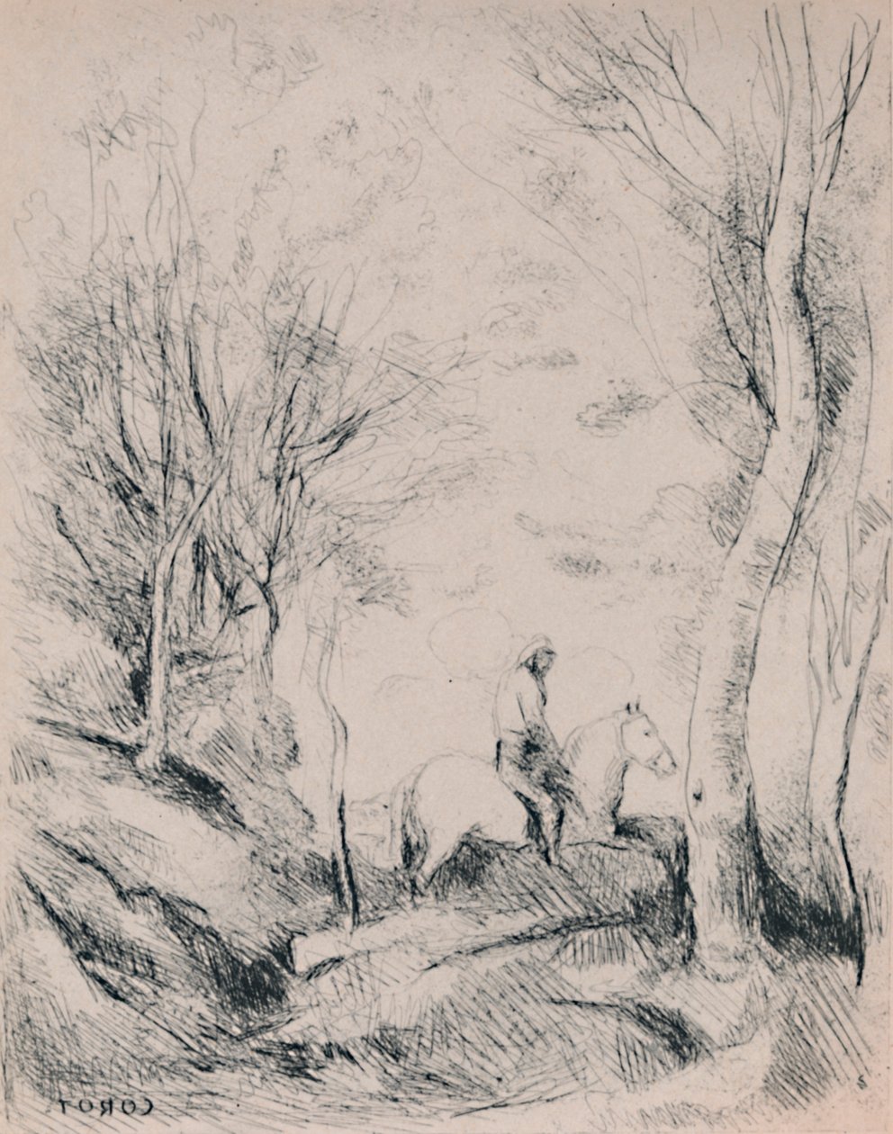 Il Cavaliere nel Bosco, c.1854 da Jean Baptiste Camille Corot