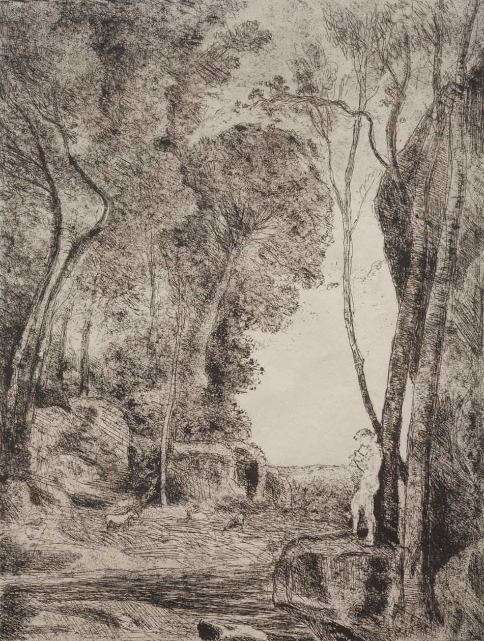 Il piccolo pastore, impressione originale 1855, stampato nel 1921 da Jean Baptiste Camille Corot