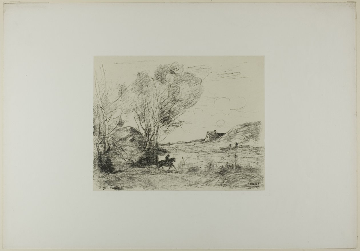 Il cavaliere tra le canne da Jean Baptiste Camille Corot
