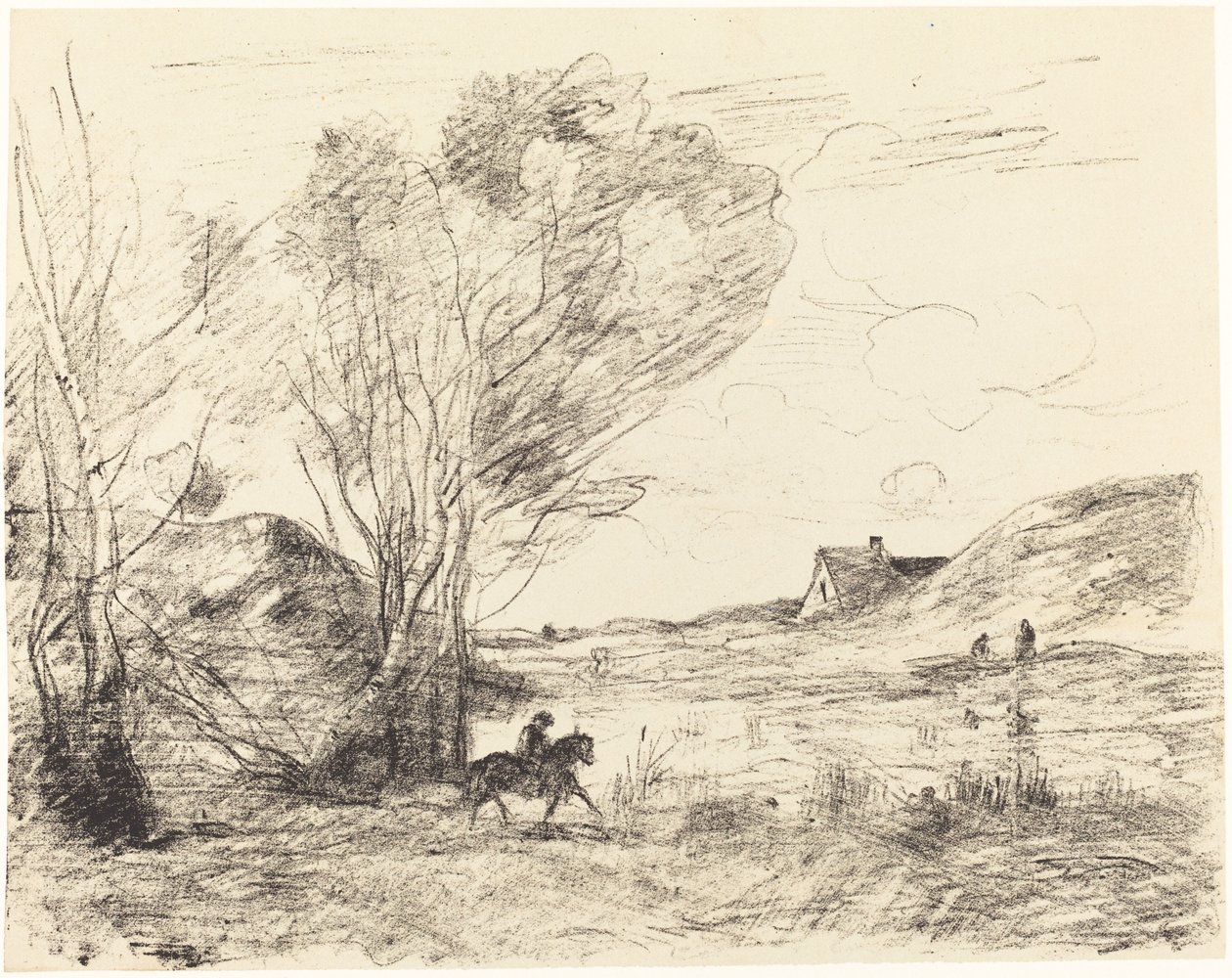 Il cavaliere tra le canne da Jean Baptiste Camille Corot