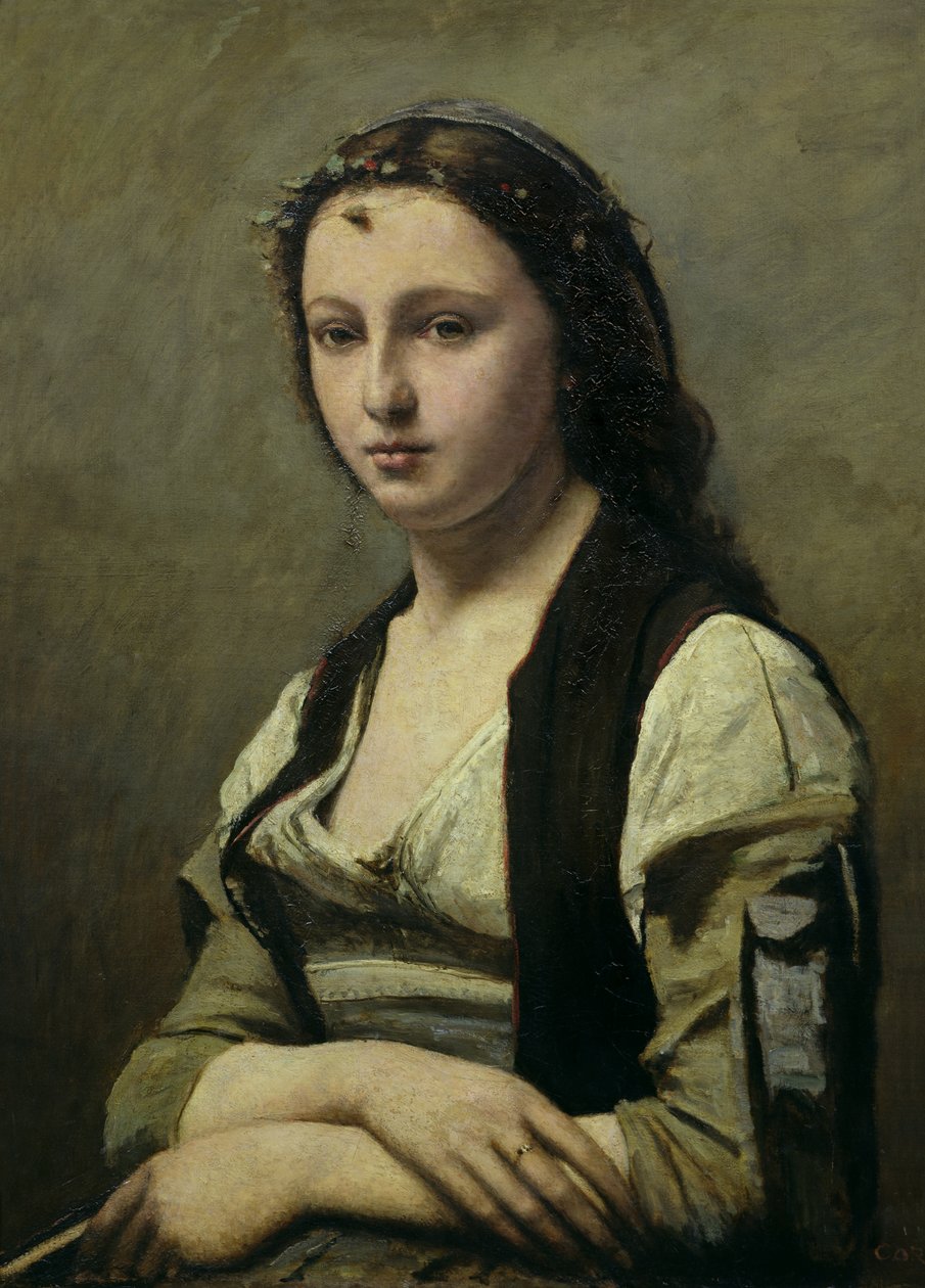 La donna con la perla, c.1842 da Jean Baptiste Camille Corot
