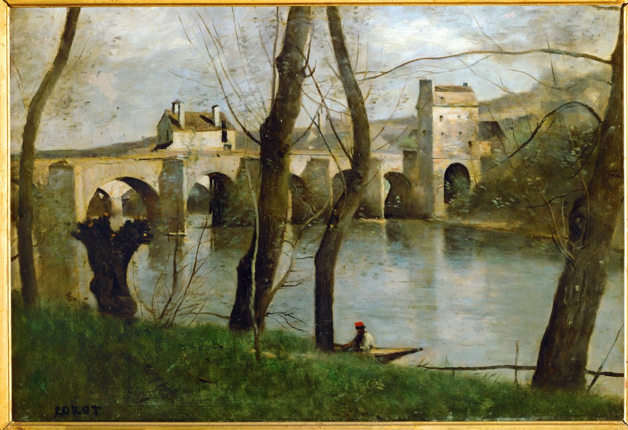 Il ponte di Mantes, Francia ... da Jean Baptiste Camille Corot