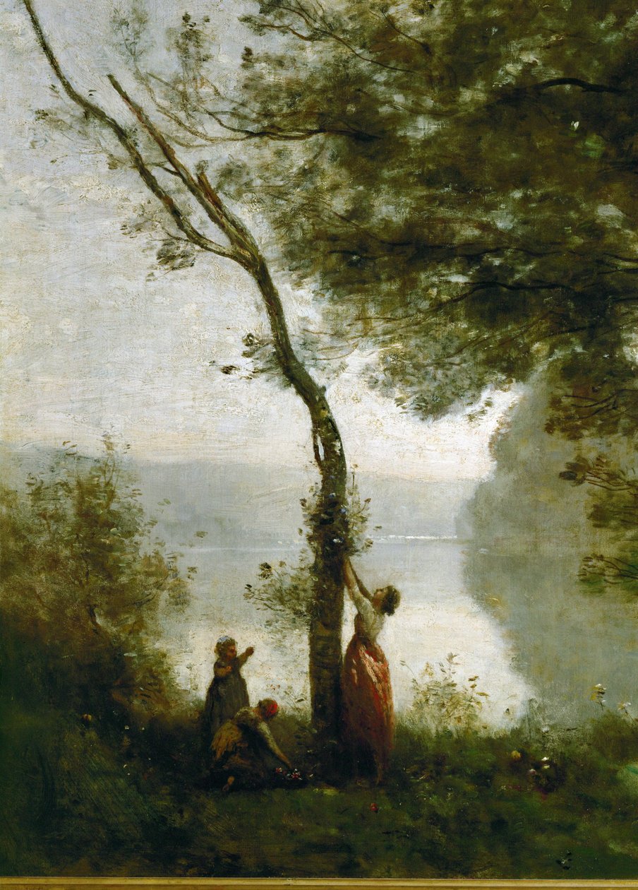 Albero e donna. Souvenir di Mortefontaine, Francia ... da Jean Baptiste Camille Corot