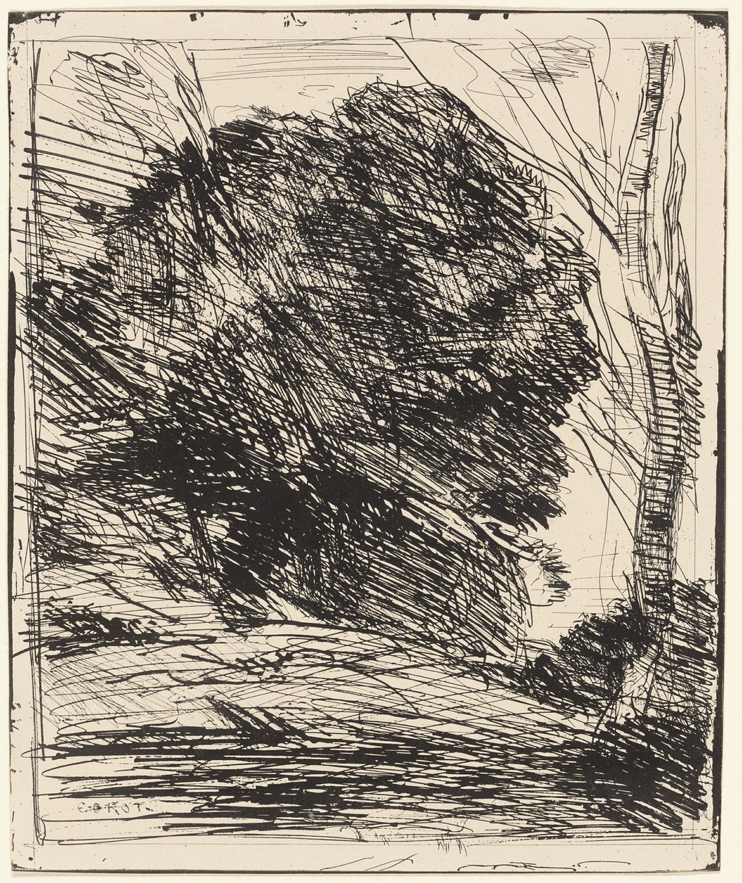 Alberi su un pendio montano da Jean Baptiste Camille Corot