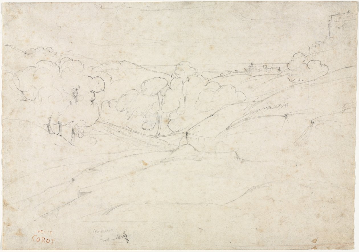 Veduta di Marino recto, 1827 da Jean Baptiste Camille Corot