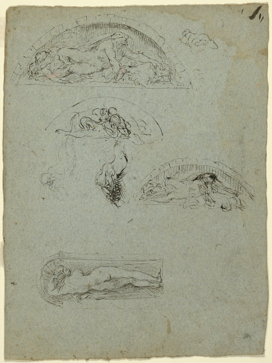 Figura in piedi in una nicchia e studi per il gruppo Ugolino, 1857-58 da Jean Baptiste Carpeaux