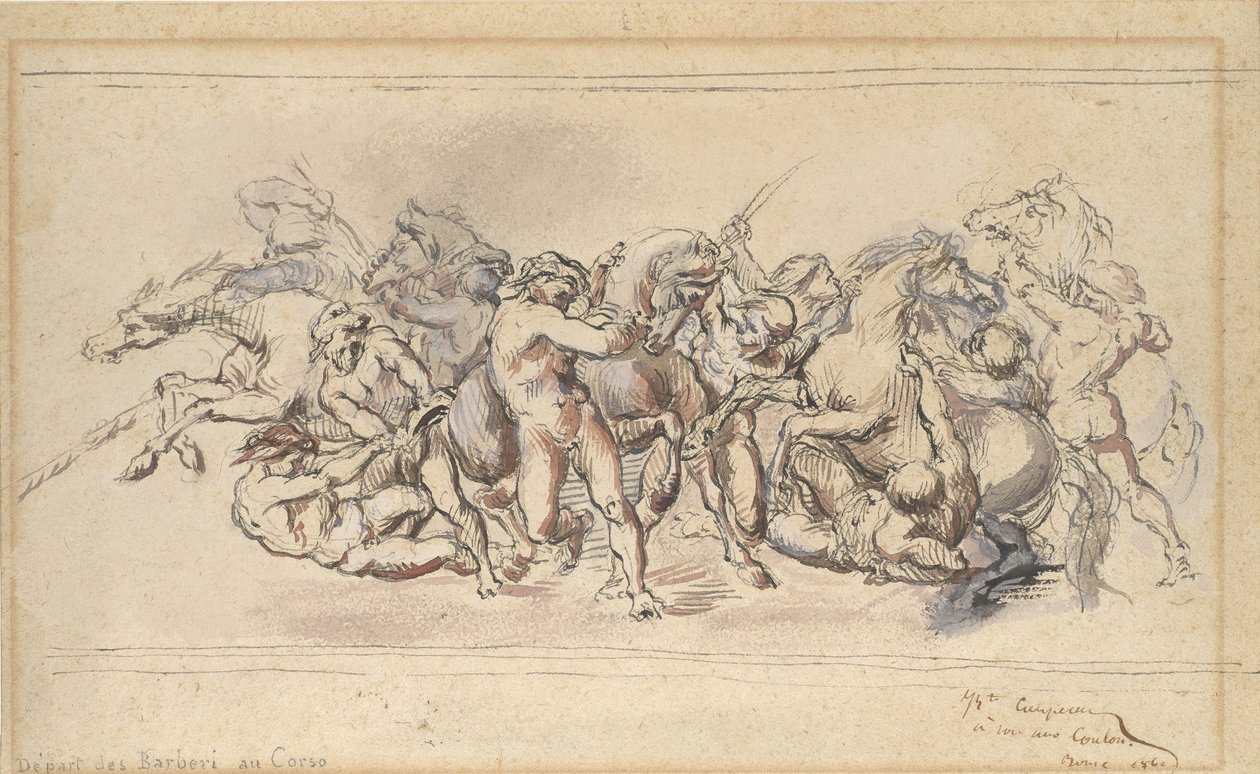 Inizio della Corsa dei Cavalli Barberi, Roma da Jean Baptiste Carpeaux