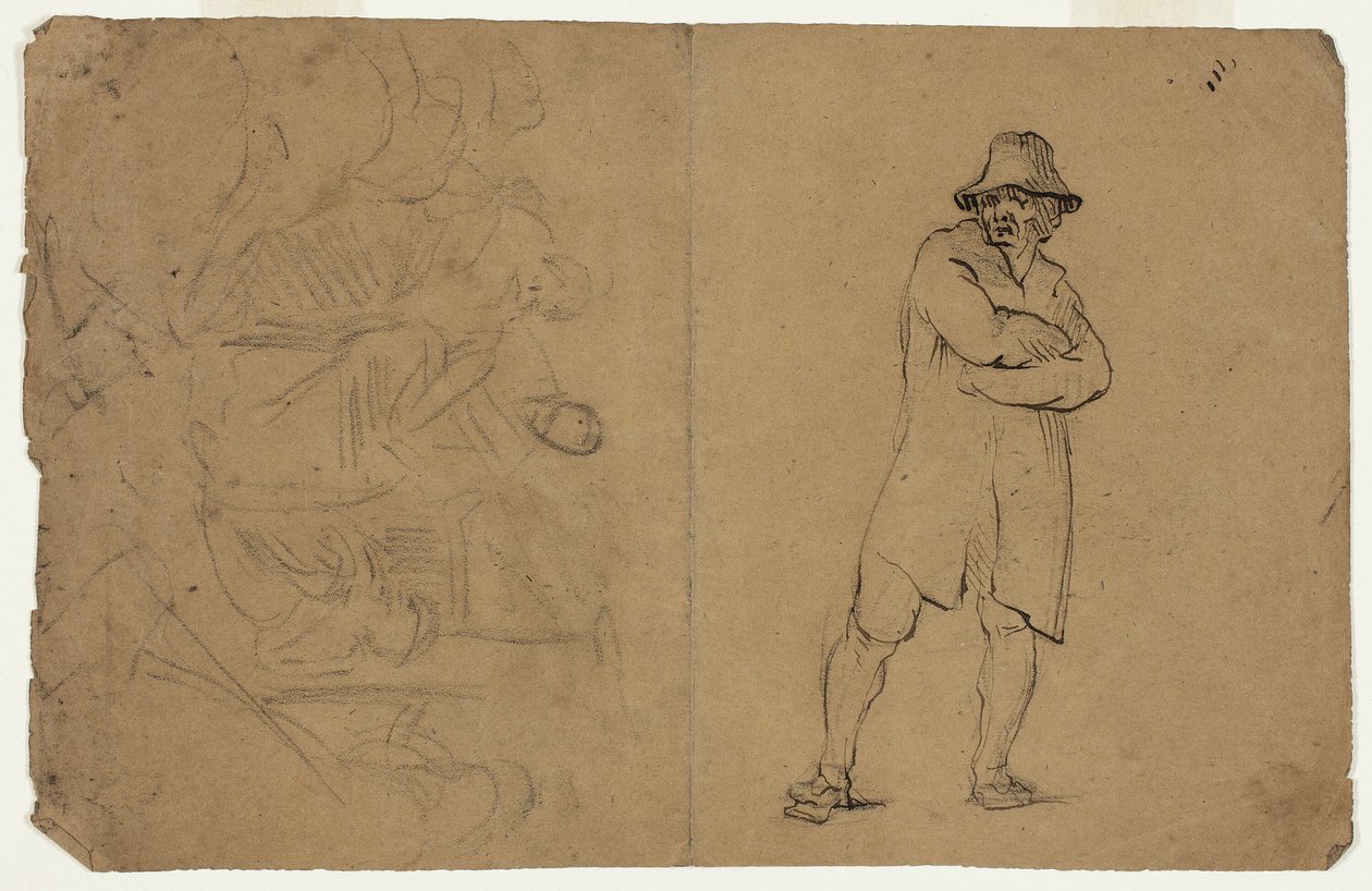 Due schizzi: Uomo in piedi con braccia piegate e Gruppo di figure da Jean Baptiste Carpeaux