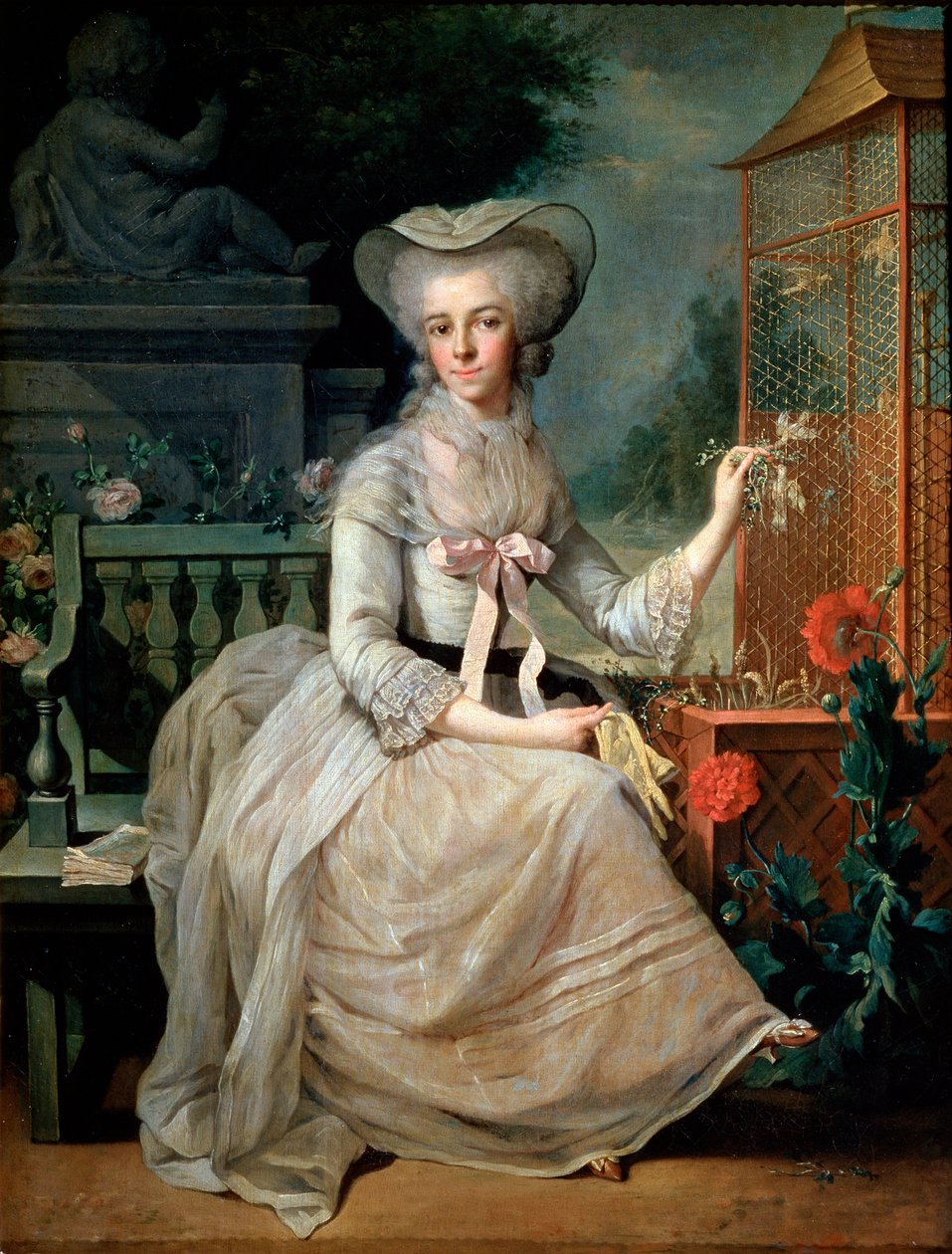 Giovane donna a una gabbia da Jean Baptiste Charpentier the Elder