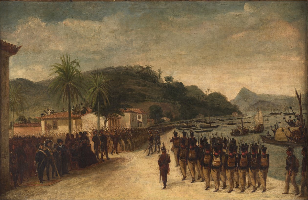Imbarco, a Praia Grande, di truppe destinate al blocco di Montivideu. da Jean Baptiste Debret