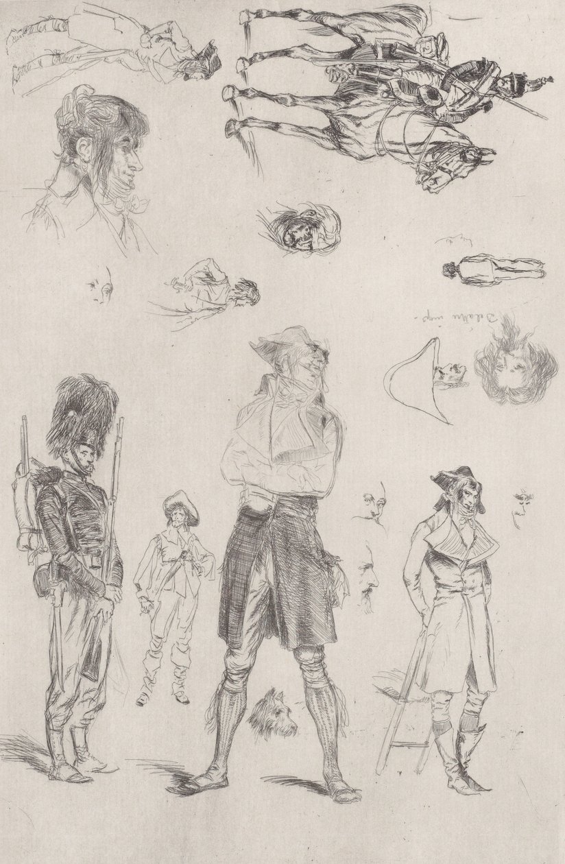 Foglio di schizzi da Jean Baptiste Edouard Detaille