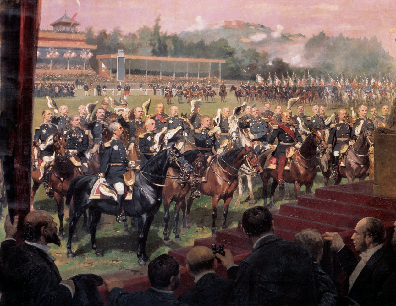 La distribuzione delle bandiere a Longchamp dal Presidente Jules Grevy alla presenza di Leon Gambetta il 14 luglio da Jean Baptiste Edouard Detaille