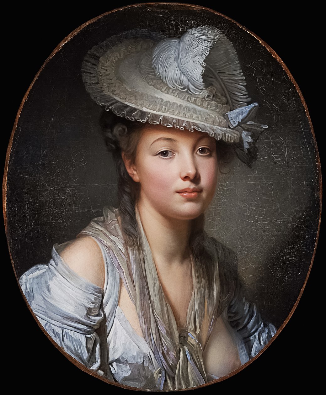 Francese: Le Chapeau blanc Il cappello bianco da Jean Baptiste Greuze