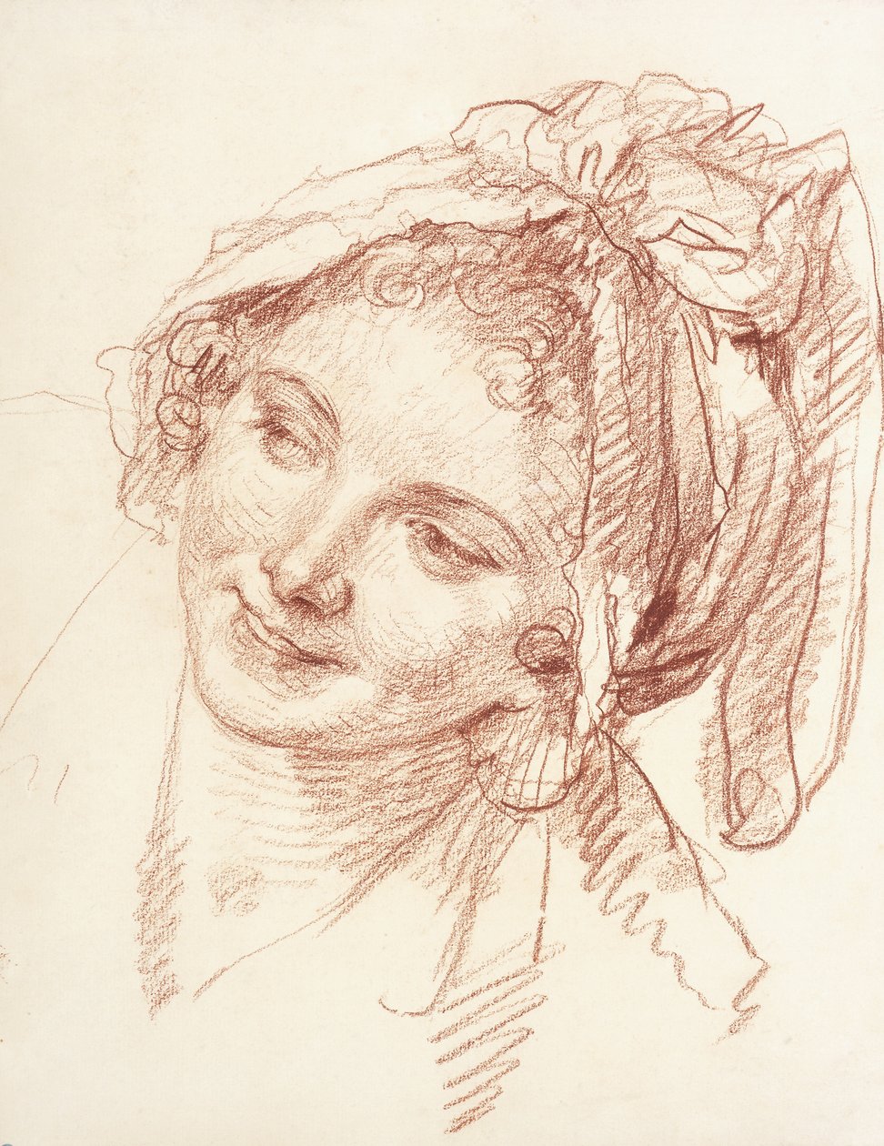 La testa di una giovane ragazza inclinata a sinistra da Jean Baptiste Greuze