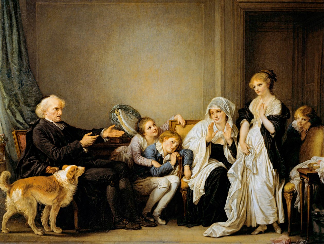 La vedova e il suo confessore (pittura a olio) da Jean Baptiste Greuze