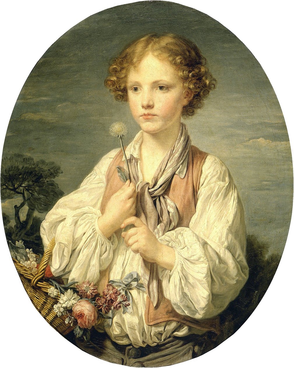 Giovane pastore con un fiore in mano da Jean Baptiste Greuze